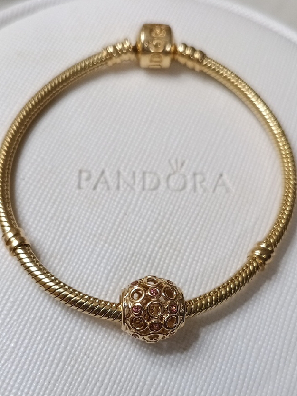 Pandora 14k& Pink Topaz Celtic Circles Charm 1 Only (2 Listed Separately)